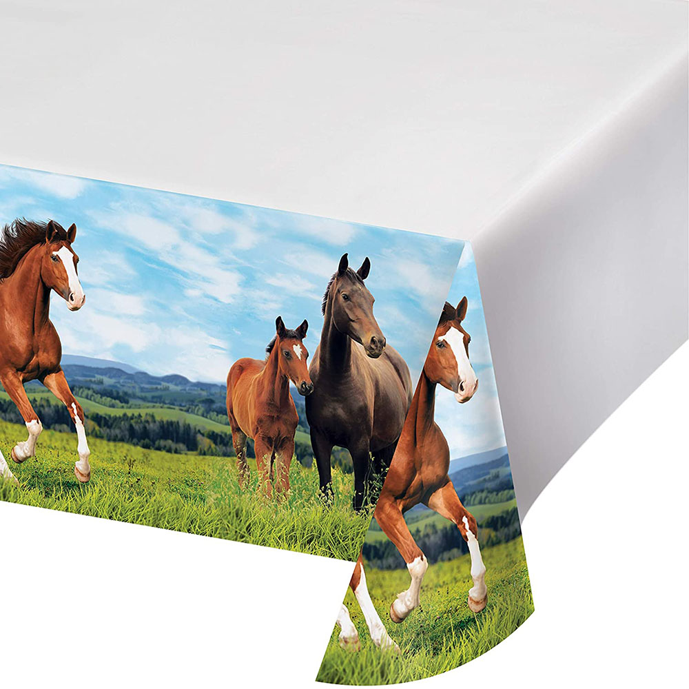 130x220 CM Wild Horse Tableclo - Table Cloth Disposable review and price