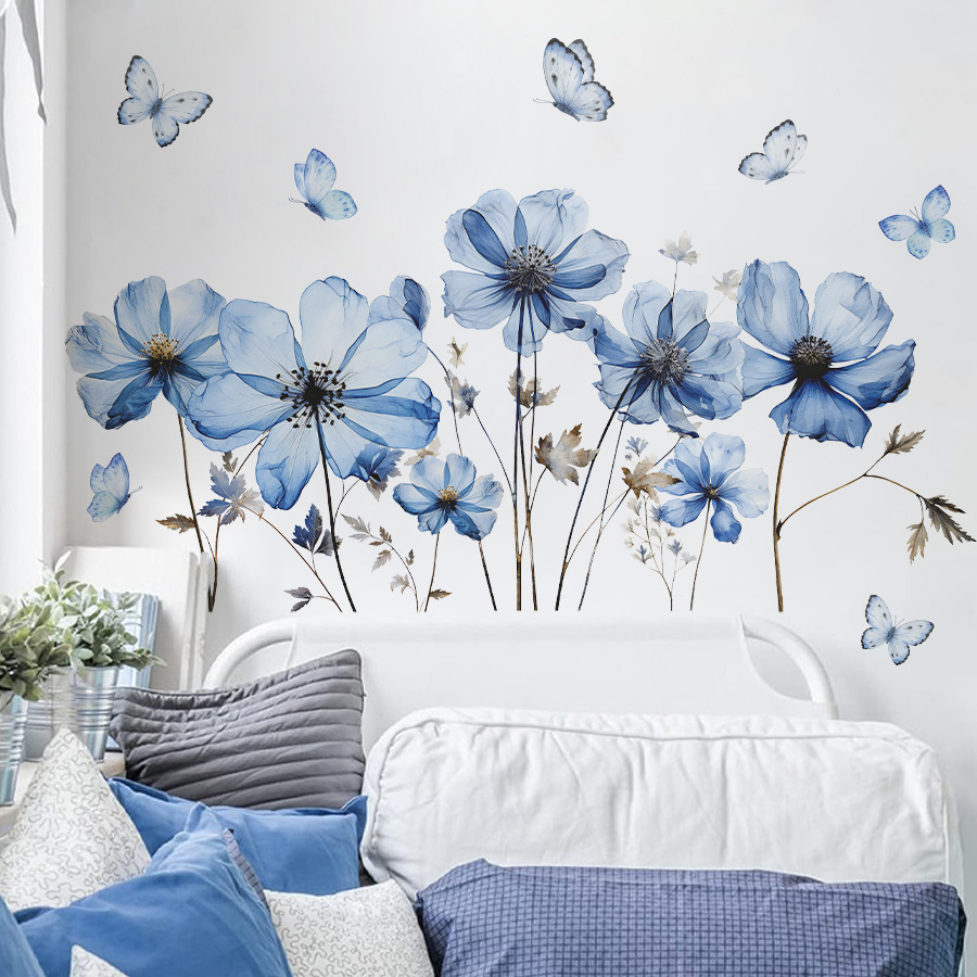 Fresh Blue Butterfly & Flower  - Flower Wall Panel review and price